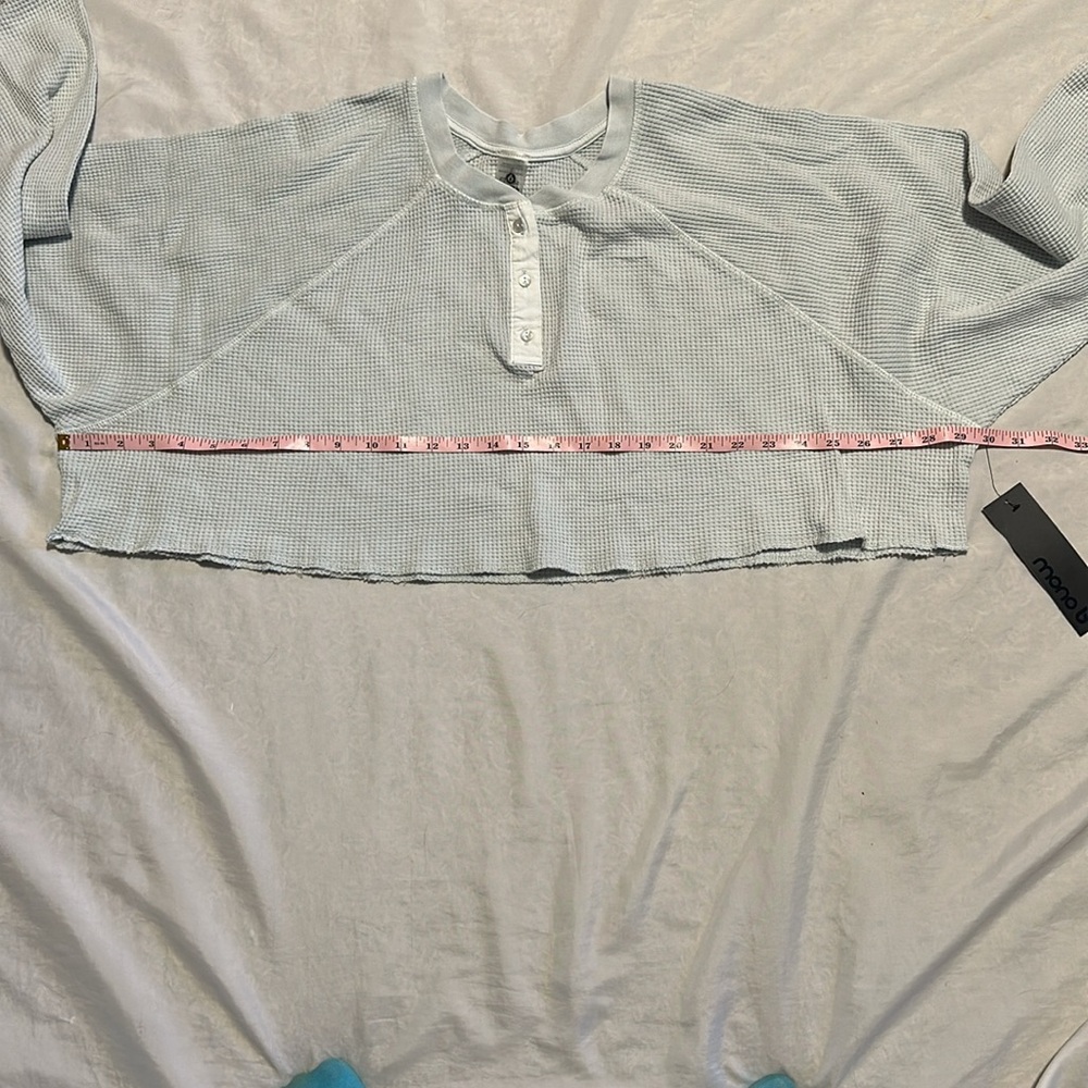 NWT Mono B Waffle Knit Oversized Crop Top Sz L - Picture 6 of 8